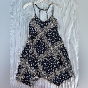 Socialite Navy Blue Paisley Bandana Mini Dress